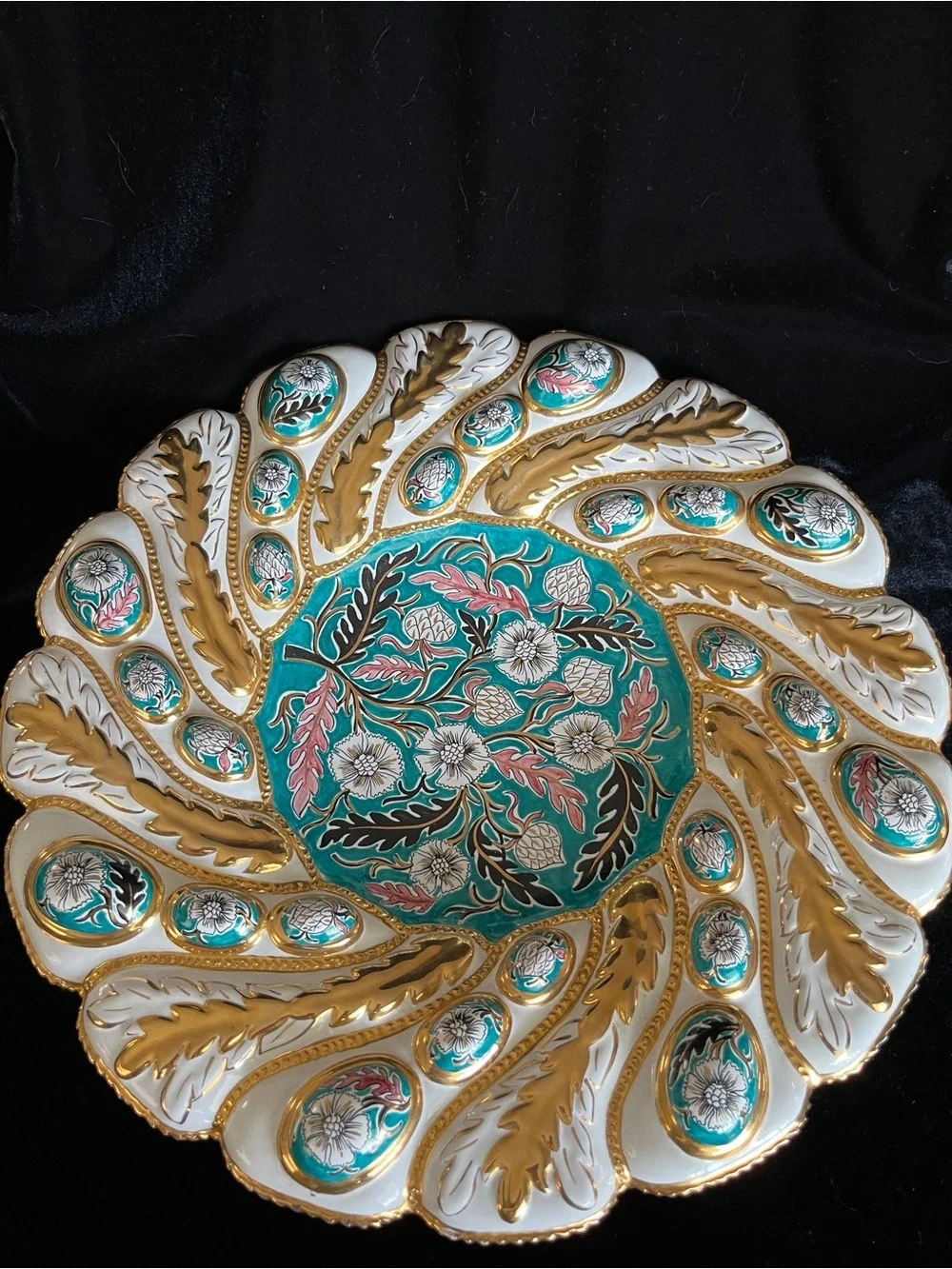 Ardalt Oro Nero Hand Painted Large Decorative Porcelain Center Piece Italy